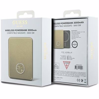Guess Magnētiskā 4G Strassed Metāla Logotips indukcijas portatīvais lādētājs 5W 3000mAh - zelta