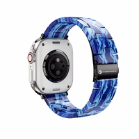 FORCELL F-DESIGN FA04 marmora tekstūras sveķu siksniņa APPLE pulkstenim 38 / 40 / 41 mm zila