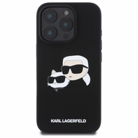 Karl Lagerfeld silikona magnētiskais viedtālruņa apvalks iPhone 16 Pro Max ar galvu attēliem - melns