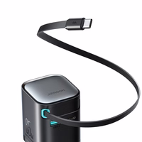 Joyroom JR-TCL02 65W USB-A USB-C GaN lādētājs ar iebūvētu USB-C kabeli - melns