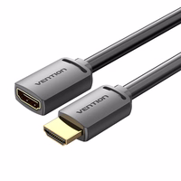 HDMI 2.0 vīrišķā uz HDMI 2.0 sievišķā pagarinājuma kabelis Vention AHCBH 2m, 4K 60Hz, (melns)