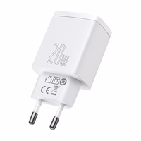 Baseus kompaktais lādētājs USB / USB Type-C 20W 3A Power Delivery Quick Charge 3.0 balts (CCXJ-B02)