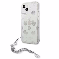Guess GUHCP13SKPESI iPhone 13 mini 5.4" sudrabains cietais apvalks Peony Chain kolekcija