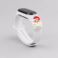 Siksna Xmas Xiaomi Mi Band 3 / 4 Ziemassvētku silikona siksna aproce ar Ziemassvētku vecīti - balta