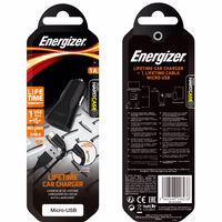 Energizer HardCase - USB-A 1A auto lādētājs + Micro USB kabelis (melns)