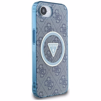 Guess IML Metal Glitter 4G Circle Triangle magnētiskais viedtālruņa apvalks iPhone 16e - zils
