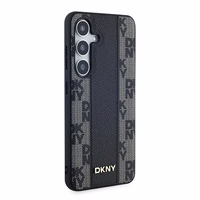 DKNY Ādas rūtainais magnētiskais apvalks Samsung Galaxy S24 - melns
