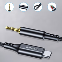 Choetech AUX006 USB-C / mini džeks 3,5 mm kabelis 1 m - melns