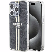 Guess IML 4G Gold Stripe apvalks iPhone 15 Pro Max - melns