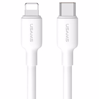 USAMS Tīkla lādētājs 1xUSB-C PD20W PD3.0 Fast Charging US-CC183 + kabelis USB-C/Lightning US-SJ610 balts YX Series YXXLOGTC03