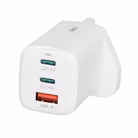 iBOX C-65 balts, GaN 65W universal charger UK plug
