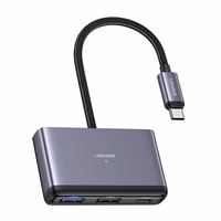 USAMS adapteris HUB 5w1 USB 2.0/USB 3.0/ USB-C/TF/SD tumši pelēks SJ628HUB01 (US-SJ628)