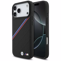 BMW M Tricolor Metal Logo MagSafe viedtālruņa apvalks iPhone 17 Pro Max - melns