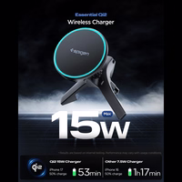 Spigen EV15MAQ Essential Qi2 MagSafe automašīnas gaisa ventilācijas turētājs - melns