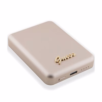 Magnētiskā indukcijas uzlādes ierīce Guess MagSafe Metal Script Logo 5W 3000mAh (zelta)