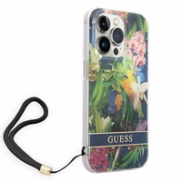 Guess GUOHCP14LHFLSB iPhone 14 Pro 6.1 "zils / zils cietais apvalks Ziedu Siksna