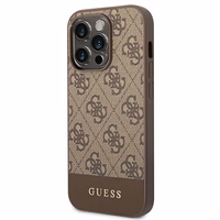 Guess GUHCP14LG4GLBR iPhone 14 Pro 6.1" brūns/brūns cietais apvalks 4G Stripe kolekcija