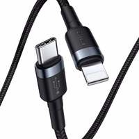 Baseus CATLKLF-G1 Lightning - USB-C PD QC kabelis 18W 480Mb/s 1m - melns un pelēks