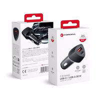 FORCELL F-ENERGY Carbon CC50-1A1C automašīnas lādētājs Type C + USB A PD QC3.0 3A 38W melns