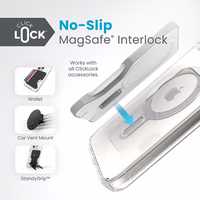 Speck Presidio Perfect-Clear ClickLock & Magsafe - iPhone 15 Plus / iPhone 14 Plus maciņš (Clear / Chrome Finish / Serene sudrabs)