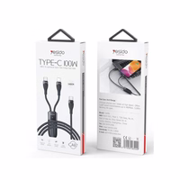 YESIDO KABELIS CA87 100W TYPE-C/2IN1  1,4M 3,5A melns