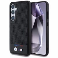 BMW ādas trīskrāsu svītras MagSafe apvalks Samsung Galaxy S25+ - melns