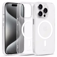 Liavec Spīdīgs Magnētiskais Caurspīdīgs viedtālruņa apvalks Iphone 15 balta