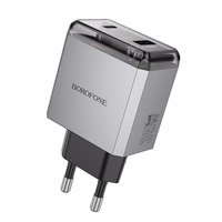Borofone Lādētājs BN20 Lena (m) - USB + Type C - PD 35W pelēks