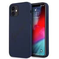 Guess GUHCP12SLSVSBL iPhone 12 mini 5.4" zils/zils cietais apvalks Script Vintage