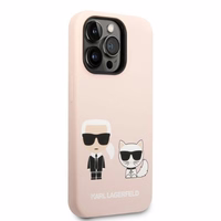 Karl Lagerfeld KLHMP14XSSKCI iPhone 14 Pro Max 6.7" cietais apvalks gaiši rozā/gaiši rozā Silikona Karl & Choupette Magnētiskais