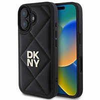 DKNY putuots Stack logotips apvalks iPhone 16 - melns