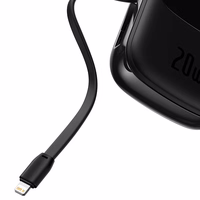 Powerbank Baseus Qpow PRO ar Lightning kabeli, USB-C portu un USB 20000mAh, 20W (melns)