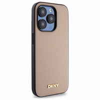 DKNY Grained Metal Logo MagSafe viedtālruņa apvalks iPhone 15 Pro Max - bēšs
