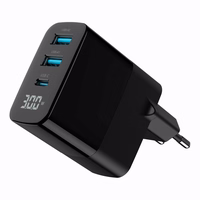 Gembird TA-UC-PDQC30LCD-BK-02 mobile device charger Universal melns AC Fast charging Indoor
