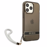Guess GUHCP13LHTSGSK iPhone 13 Pro / 13 6.1" melns/melns cietais apvalks caurspīdīga siksna