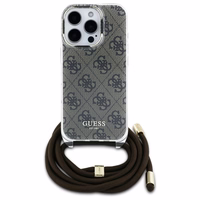 Guess Crossbody Cord 4G Drukāts viedtālruņa apvalks iPhone 16 Pro - brūns