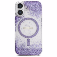 Guess HC Resin Bottom Glitter Magnētiskais viedtālruņa apvalks iPhone 16 - violeta