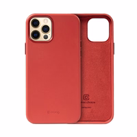 Crong Essential Cover - iPhone 12 Pro Max Faux Leather maciņš (sarkans)