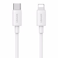 USAMS Tīkla lādētājs 1xUSB-C T65 PD20W PD Fast Charging US-CC226 + kabelis USB-C/Lightning US-SJ712 30W balts Yi Series OYXLTZ02