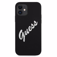 Guess GUHCP12SLSVSBW iPhone 12 mini 5.4" melns un balts cietais apvalks Silikona Vintage
