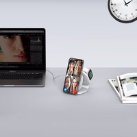 Tech-Protect QI15W-A32 3 vienā indukcijas lādētājs ar MagSafe viedtālrunim / Apple Watch / AirPods - pelēks