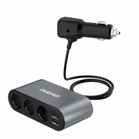 Dudao automašīnas lādētājs 2x USB / 3x cigarešu ligzdas sadalītājs - melns (R1Pro black)