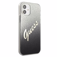 Guess GUHCP12SPCUGLSBK iPhone 12 mini 5.4" melns/melns cietais apvalks Glitter Gradient Script