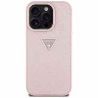 Guess Hot Stamp 4G Pattern Triangle Metal Logo iPhone 16 Pro viedtālruņa apvalks - rozā
