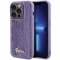 Guess Sequin Script Metal viedtālruņa apvalks iPhone 15 Pro - violeta
