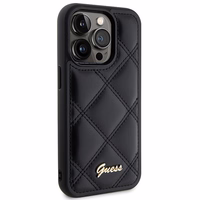 Guess Quilted Metal Logo viedtālruņa apvalks iPhone 15 Pro Max - melns