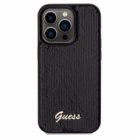 Guess Sequin Script Metal viedtālruņa apvalks iPhone 14 Pro Max – melns