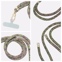 SWING (8mm) Tālruņa siksniņa, Tālruņa kulons ar regulējamu garumu / auklas garums 165cm (maks. 82.5cm cilpā) / uz pleca vai kakla - pelēki zaļa-rozā