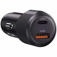 Auto lādētājs USAMS YT Series CC283 60W 1xUSB-A 1xUSB-C melns