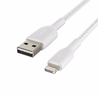 USB kabelis Belkin Boost Charge Braided USB-A to Lightning 1,0 m balts